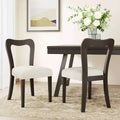 Chaises de salle à manger tapissées en bois d'hévéa avec dossier ouvert incurvé Beige/Marron foncé