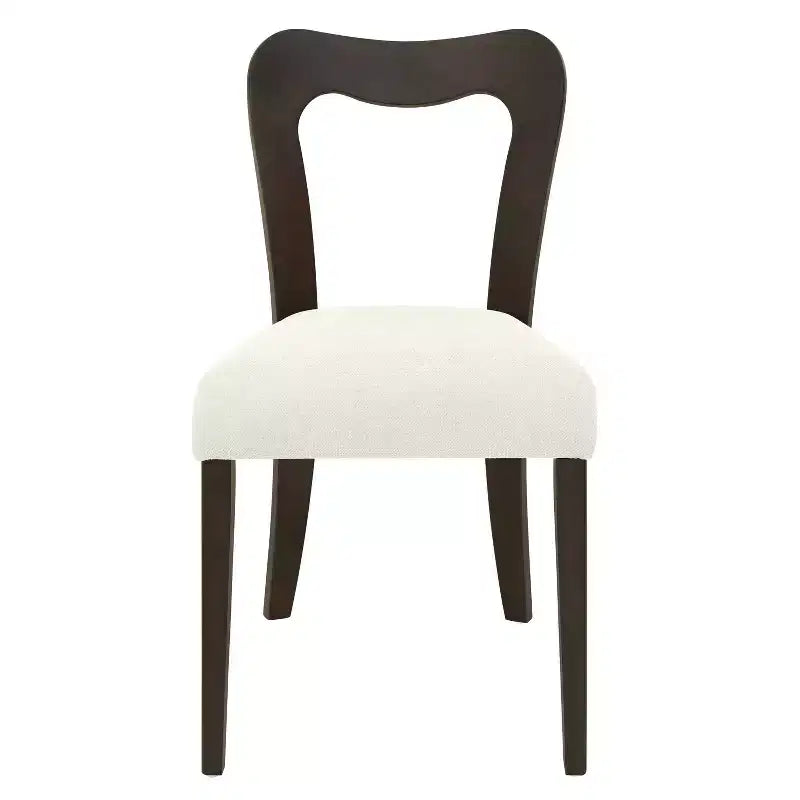 Chaises de salle à manger tapissées en bois d'hévéa avec dossier ouvert incurvé Beige/Marron foncé
