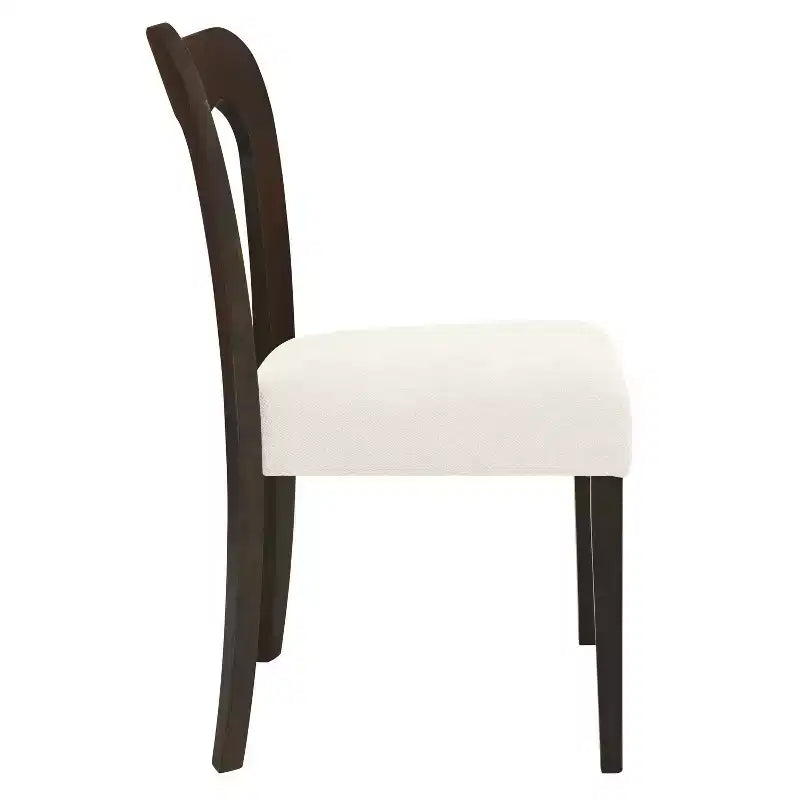 Chaises de salle à manger tapissées en bois d'hévéa avec dossier ouvert incurvé Beige/Marron foncé
