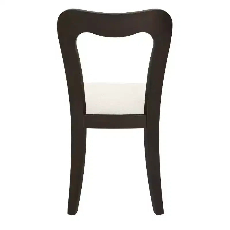 Chaises de salle à manger tapissées en bois d'hévéa avec dossier ouvert incurvé Beige/Marron foncé