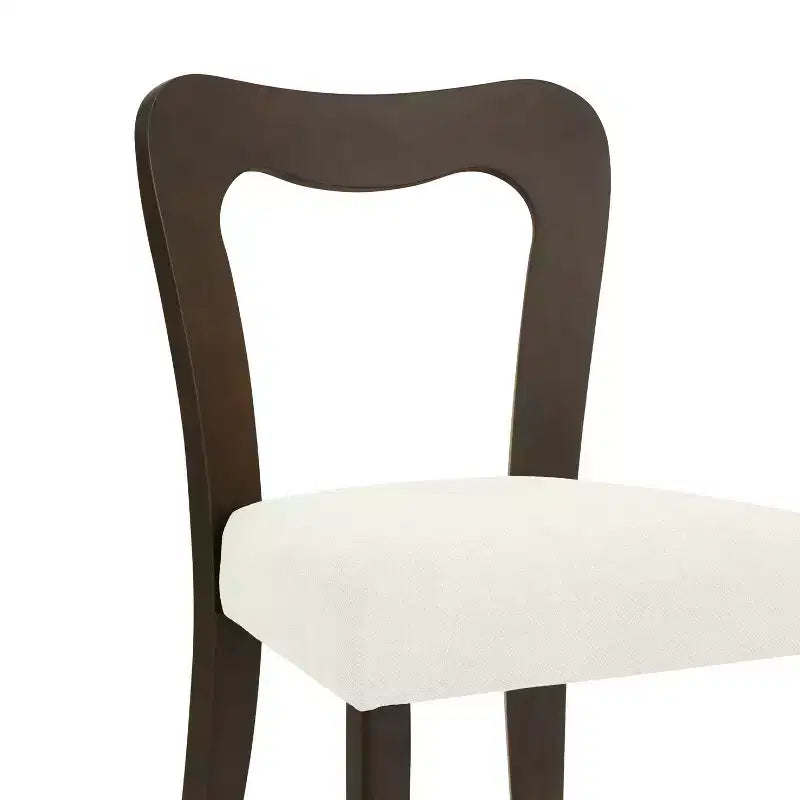 Chaises de salle à manger tapissées en bois d'hévéa avec dossier ouvert incurvé Beige/Marron foncé
