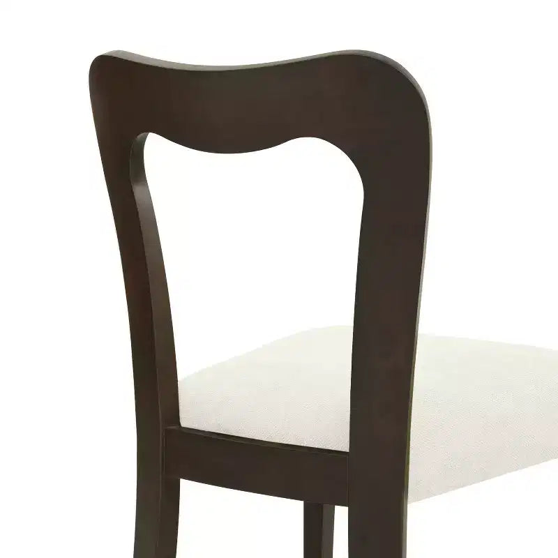Chaises de salle à manger tapissées en bois d'hévéa avec dossier ouvert incurvé Beige/Marron foncé