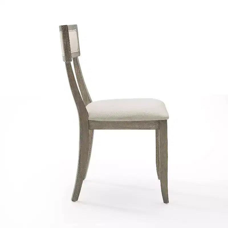 Chaises de salle à manger Gris délavé rustique : Rembourrées, Pieds en hévéa, Rembourrage en mousse