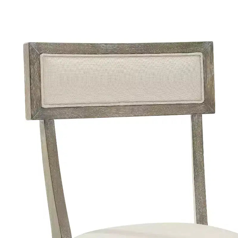 Chaises de salle à manger Gris délavé rustique : Rembourrées, Pieds en hévéa, Rembourrage en mousse