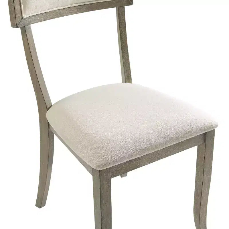 Chaises de salle à manger Gris délavé rustique : Rembourrées, Pieds en hévéa, Rembourrage en mousse