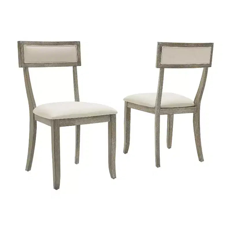Chaises de salle à manger Gris délavé rustique : Rembourrées, Pieds en hévéa, Rembourrage en mousse