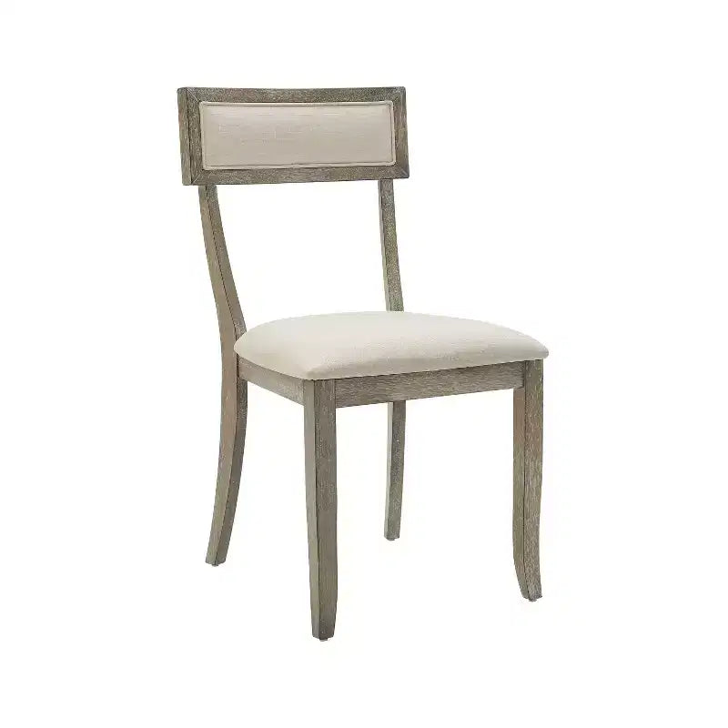 Chaises de salle à manger Gris délavé rustique : Rembourrées, Pieds en hévéa, Rembourrage en mousse