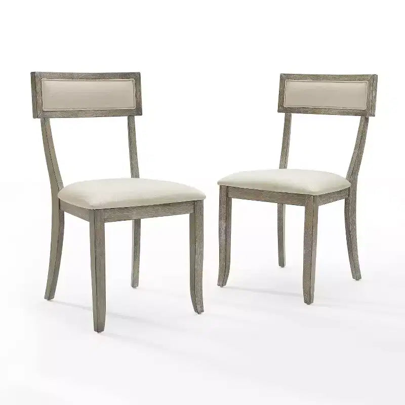 Chaises de salle à manger Gris délavé rustique : Rembourrées, Pieds en hévéa, Rembourrage en mousse
