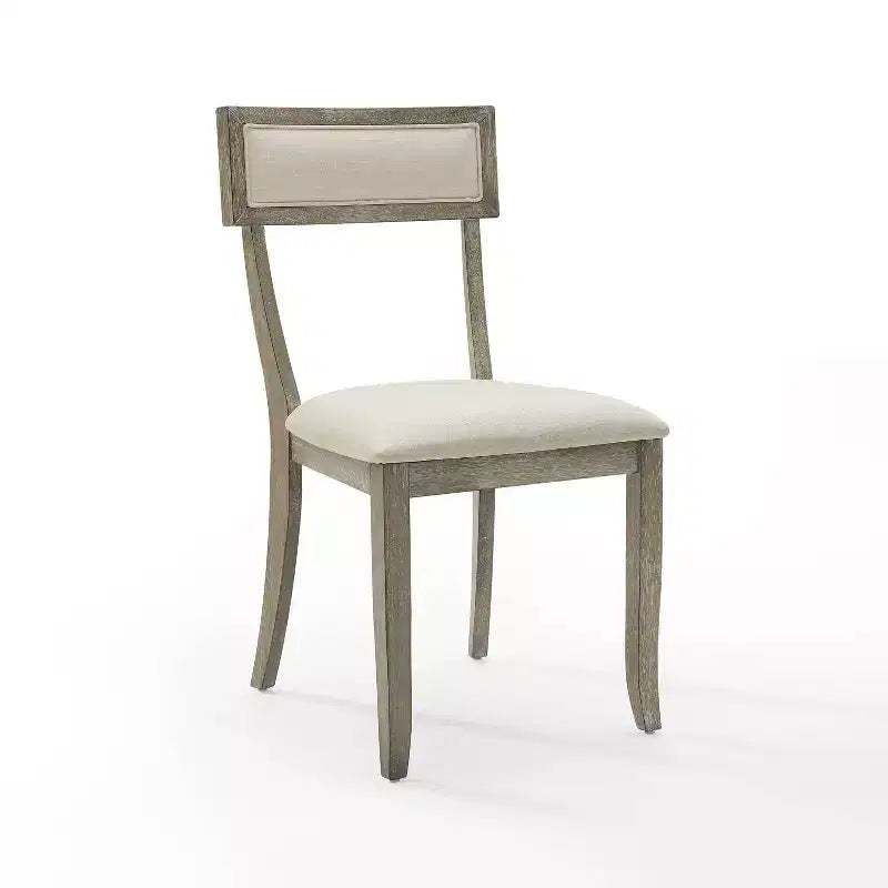 Chaises de salle à manger Gris délavé rustique : Rembourrées, Pieds en hévéa, Rembourrage en mousse
