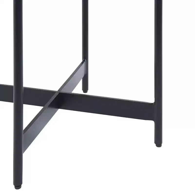 Table d'appoint ronde en bois avec revêtement en béton, Gris béton - Plateau chic en forme de plateau, Cadre en X robuste