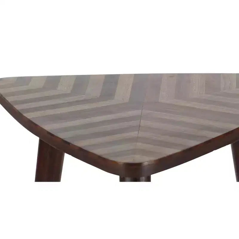 Table d'appoint moderne en bois de manguier marron foncé May : Compacte, pieds évasés, usage intérieur