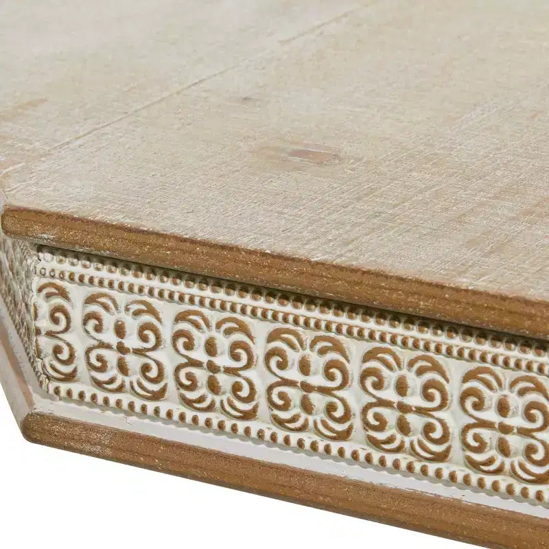 Table d'appoint rustique en bois blanchi à la chaux