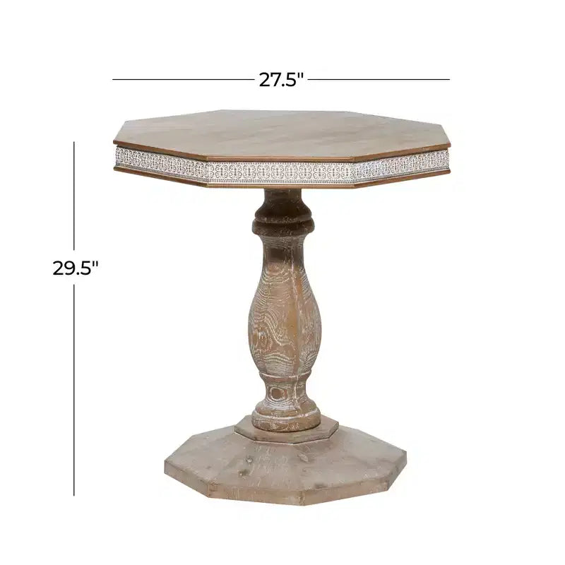 Table d'appoint rustique en bois blanchi à la chaux