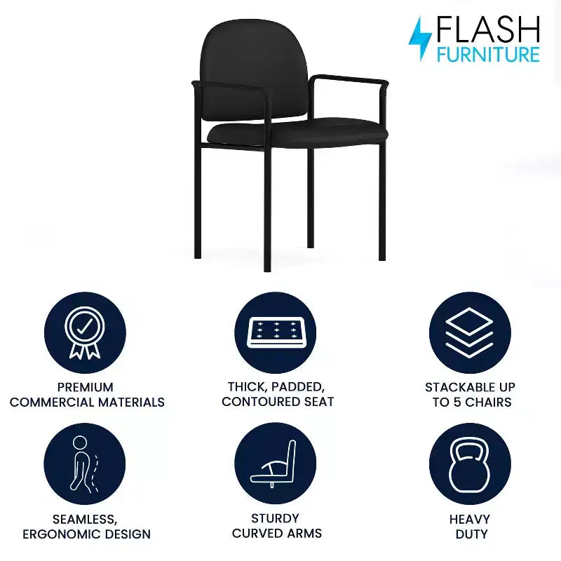 Chaise de réception latérale empilable en acier avec accoudoirs, modèle Confort