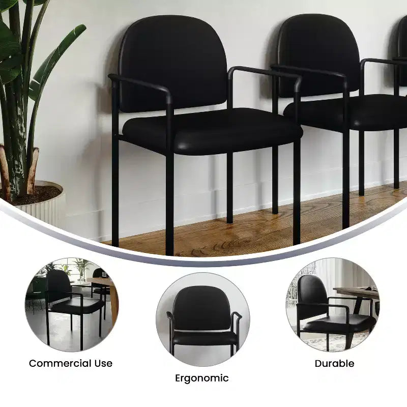 Chaise de réception latérale empilable en acier avec accoudoirs, modèle Confort