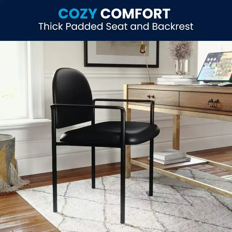Chaise de réception latérale empilable en acier avec accoudoirs, modèle Confort
