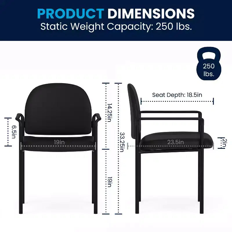 Chaise de réception latérale empilable en acier avec accoudoirs, modèle Confort