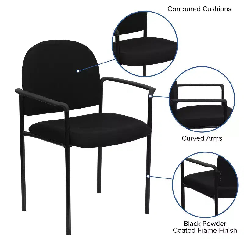 Chaise de réception latérale empilable en acier avec accoudoirs, modèle Confort