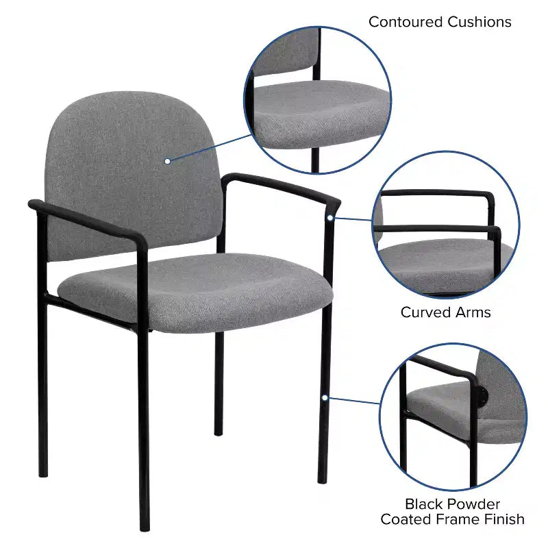Chaise de réception latérale empilable en acier avec accoudoirs, modèle Confort