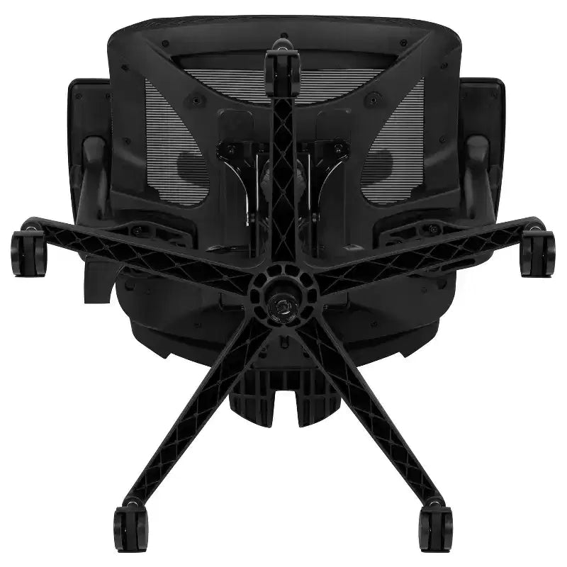Fauteuil de bureau ergonomique en maille avec mécanisme synchrone, appui-tête réglable en inclinaison, support lombaire, porte-manteau et accoudoirs réglables