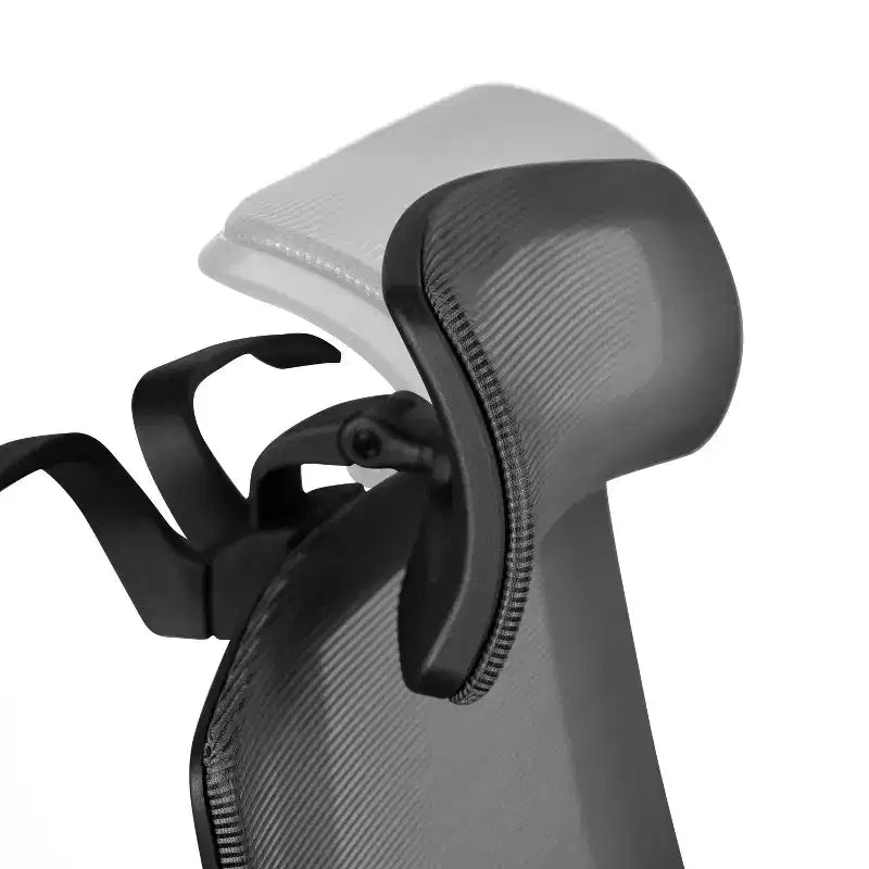 Fauteuil de bureau ergonomique en maille avec mécanisme synchrone, appui-tête réglable en inclinaison, support lombaire, porte-manteau et accoudoirs réglables