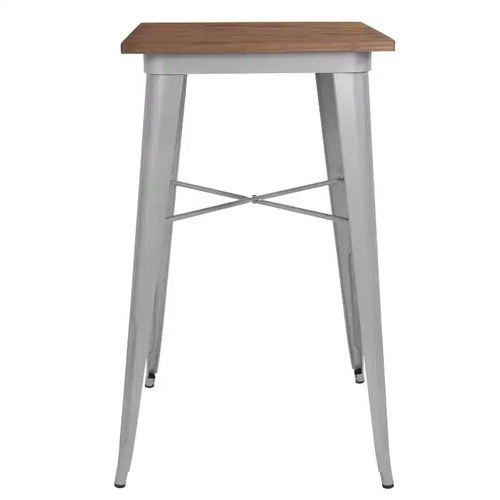 Table de bar d'intérieur carrée en bois/métal de 23,75 po