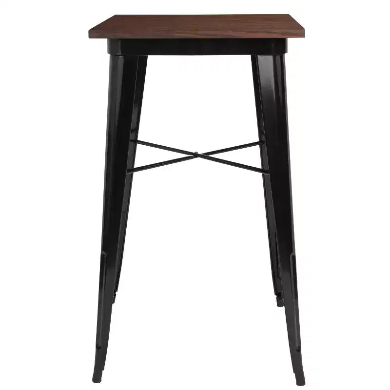 Table de bar d'intérieur carrée en bois/métal de 23,75 po