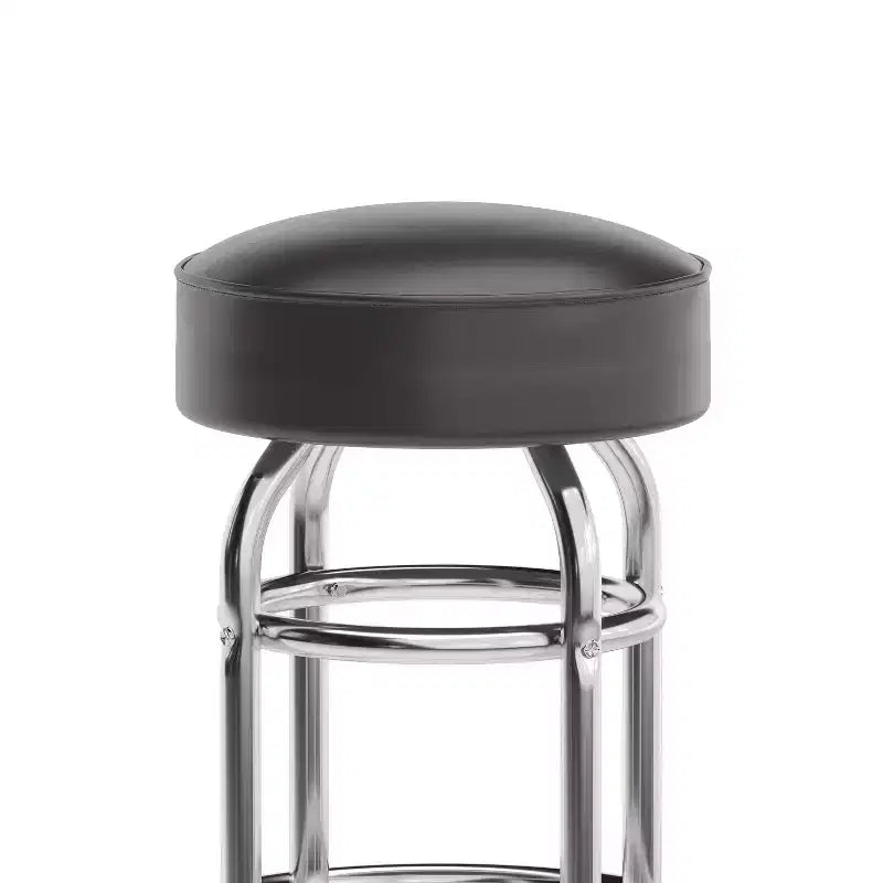 Tabouret de bar/restaurant chromé rétro à double anneau et sans dossier