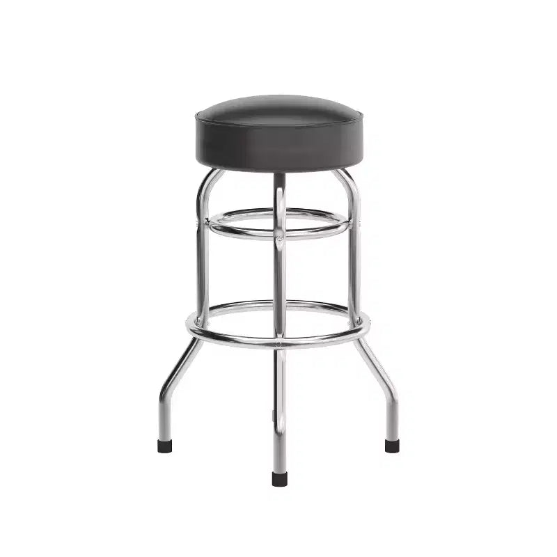Tabouret de bar/restaurant chromé rétro à double anneau et sans dossier