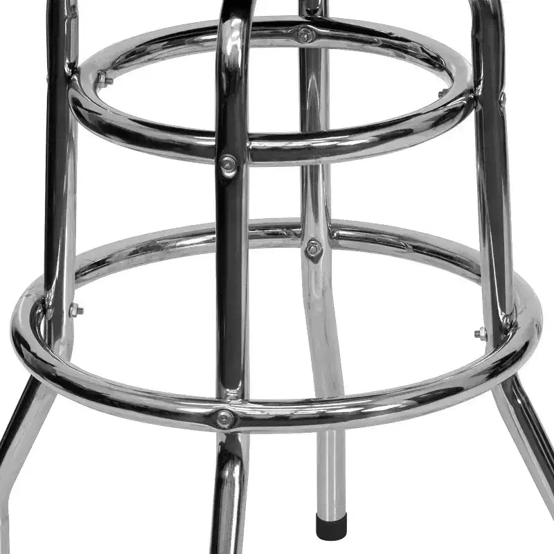 Tabouret de bar/restaurant chromé rétro à double anneau et sans dossier