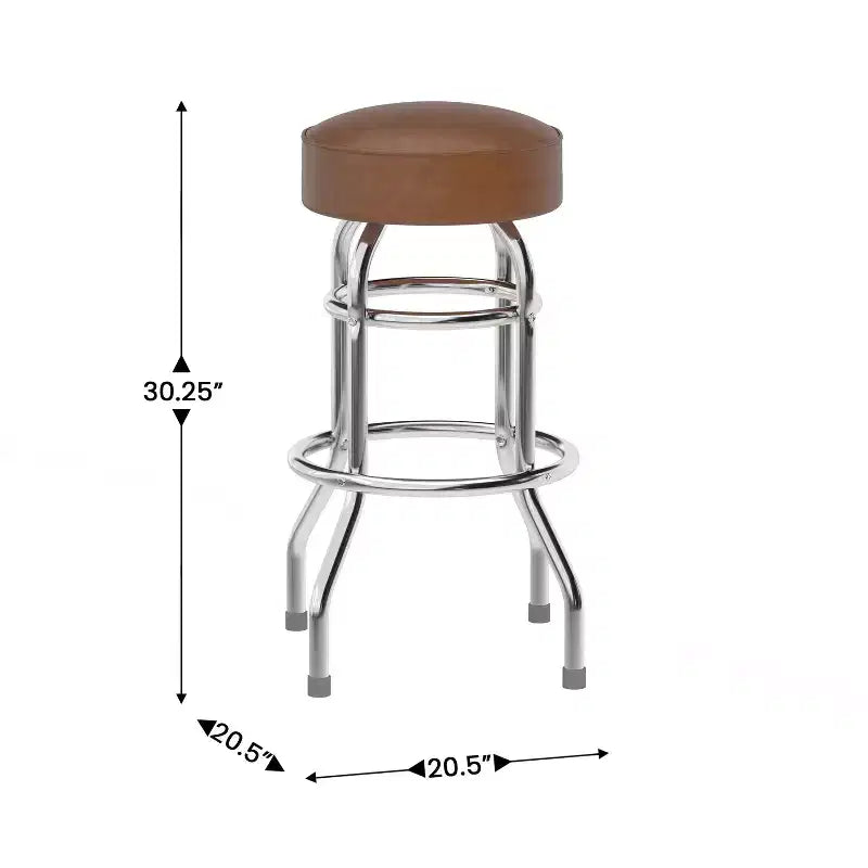 Tabouret de bar/restaurant chromé rétro à double anneau et sans dossier
