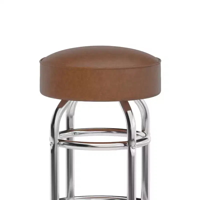 Tabouret de bar/restaurant chromé rétro à double anneau et sans dossier