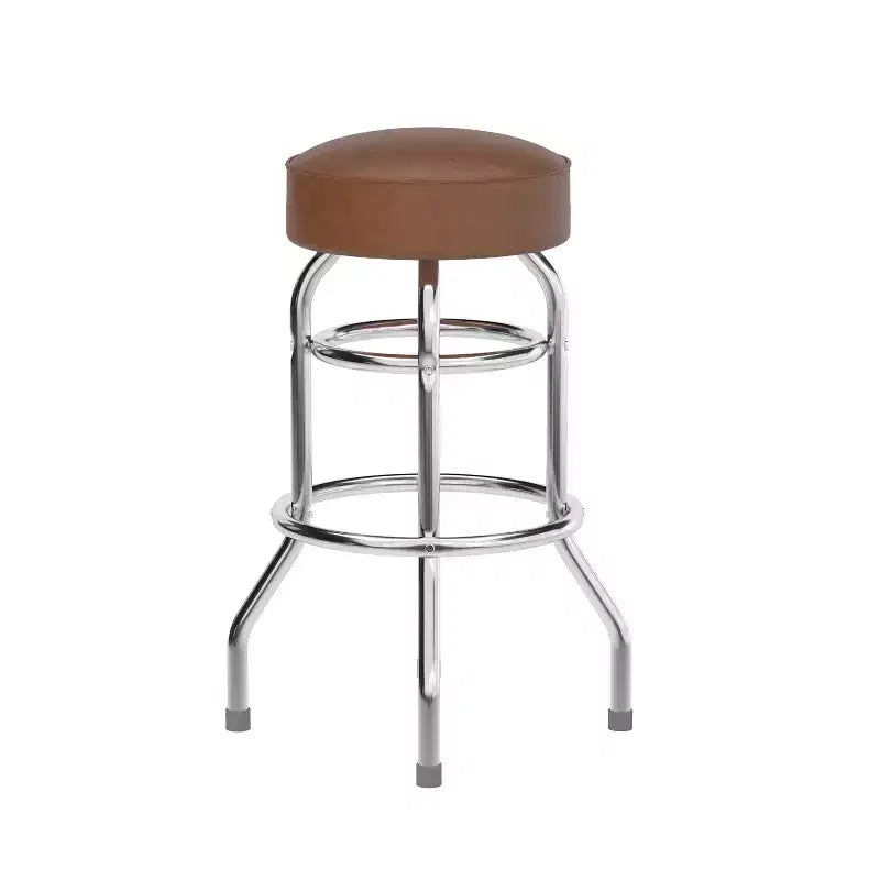 Tabouret de bar/restaurant chromé rétro à double anneau et sans dossier