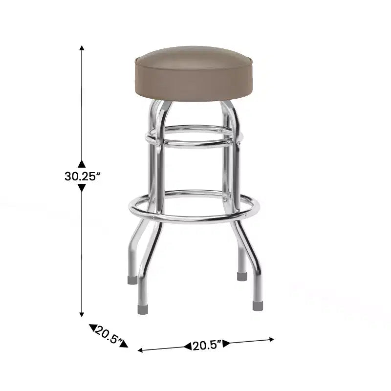 Tabouret de bar/restaurant chromé rétro à double anneau et sans dossier