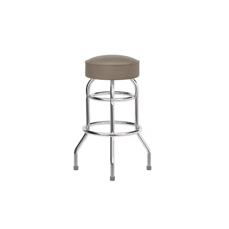 Tabouret de bar/restaurant chromé rétro à double anneau et sans dossier