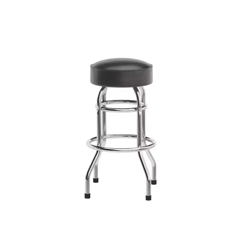 Tabouret de bar/restaurant chromé rétro à double anneau et sans dossier