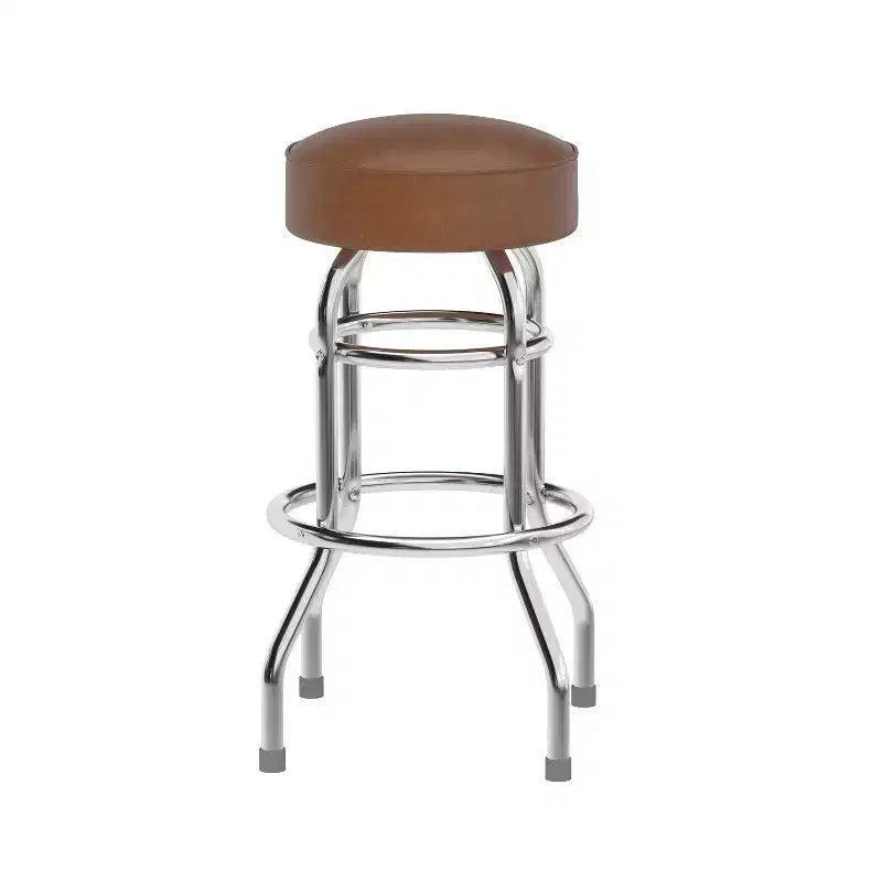 Tabouret de bar/restaurant chromé rétro à double anneau et sans dossier