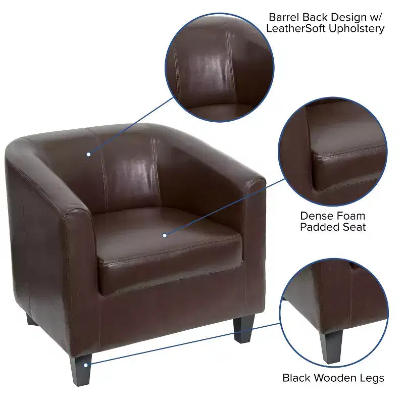 Fauteuil en cuir avec accoudoirs inclinés Chaise décorative