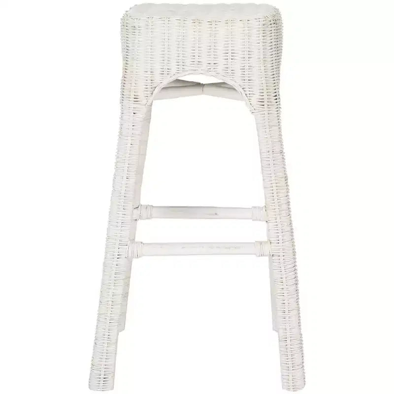 Tabouret de bar en osier - Blanc vieilli