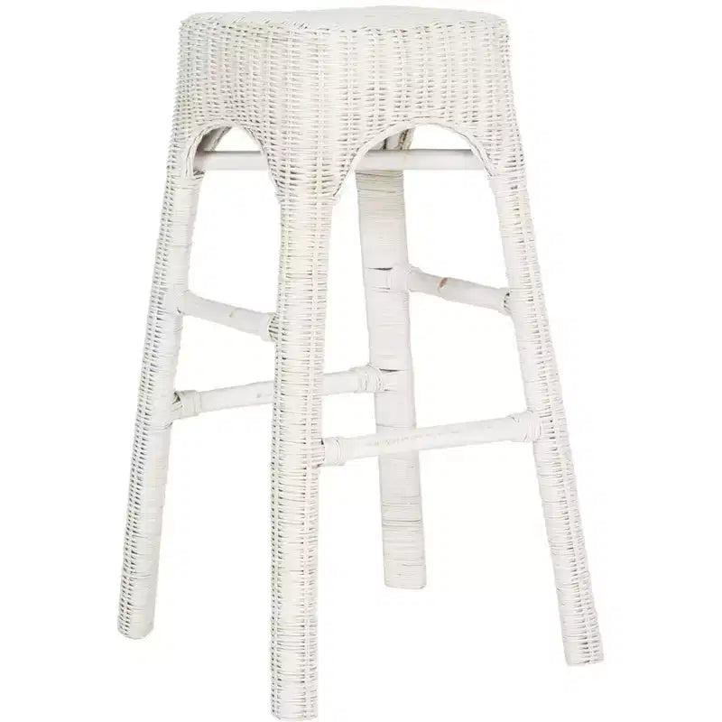 Tabouret de bar en osier - Blanc vieilli