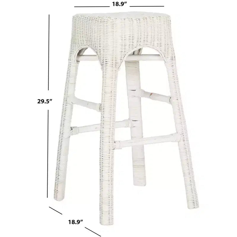 Tabouret de bar en osier - Blanc vieilli