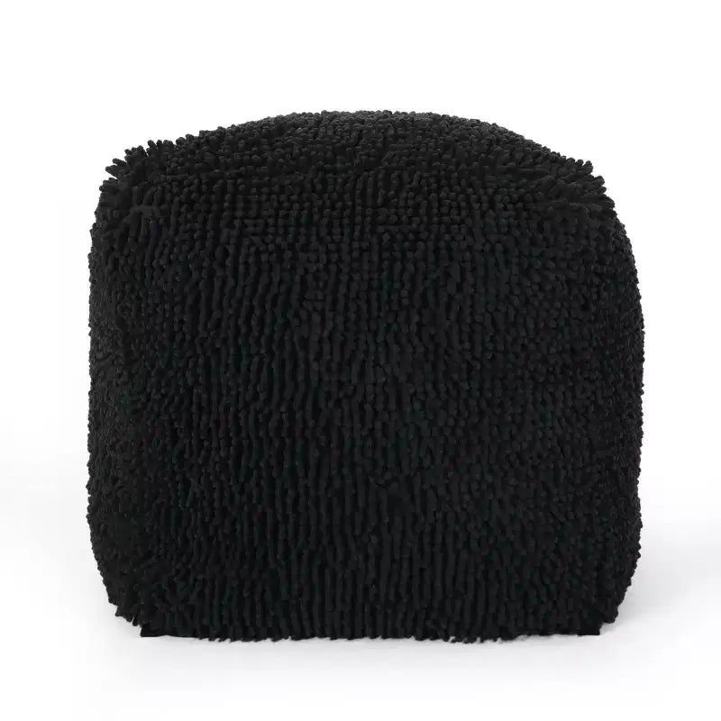 Pouf cube en chenille microfibre moderne