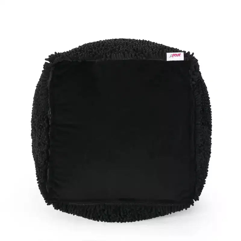 Pouf cube en chenille microfibre moderne