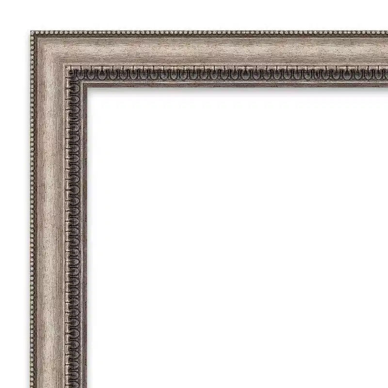 Miroir mural de salle de bain encadré orné argenté