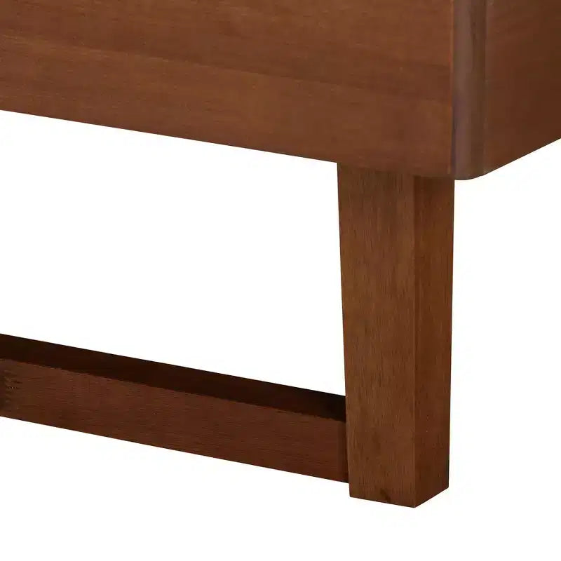 Lit plateforme en tissu et bois Gris/Noyer Marron : Pas de sommier tapissier, Tête de lit capitonnée